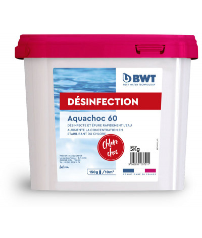 Chlore choc stabilisé granulés, Aquachoc 60 - 5 Kg